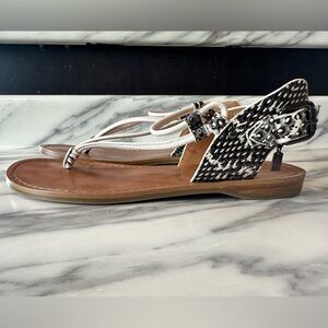 Coach “Clarkson” Snakeskin Thong Sandal Chalk White & Black
